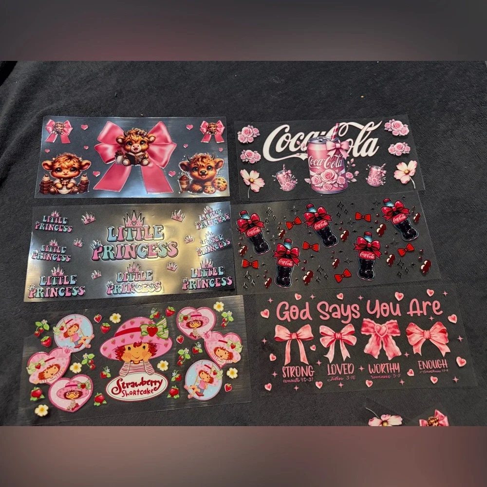 Pink Coca-Cola and Strawberry Shortcake Sticker Sheet Set - Kids Toys